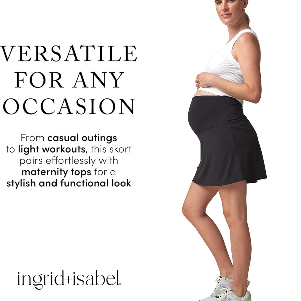 Ingrid & Isabel Maternity Active Skort High-Waisted Skirt w/ Built-In Shorts - Picture 6 of 7